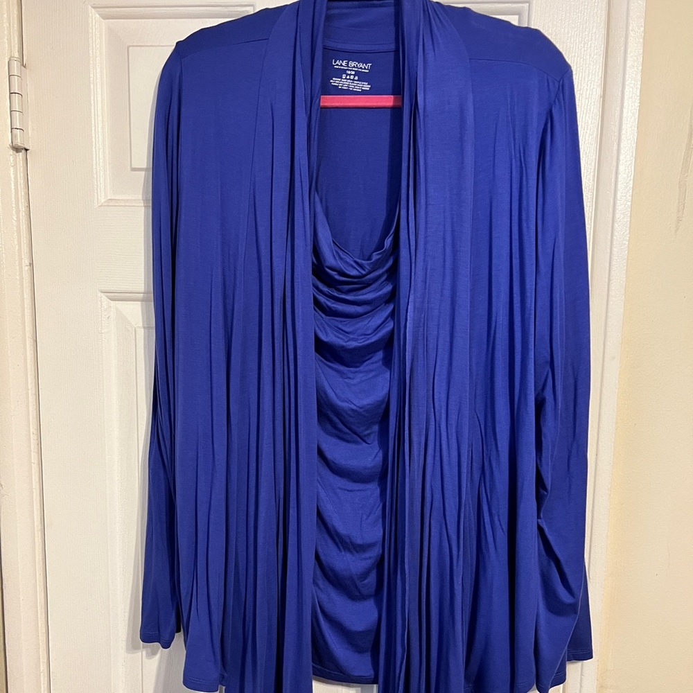 Cardigan and matching shell set.